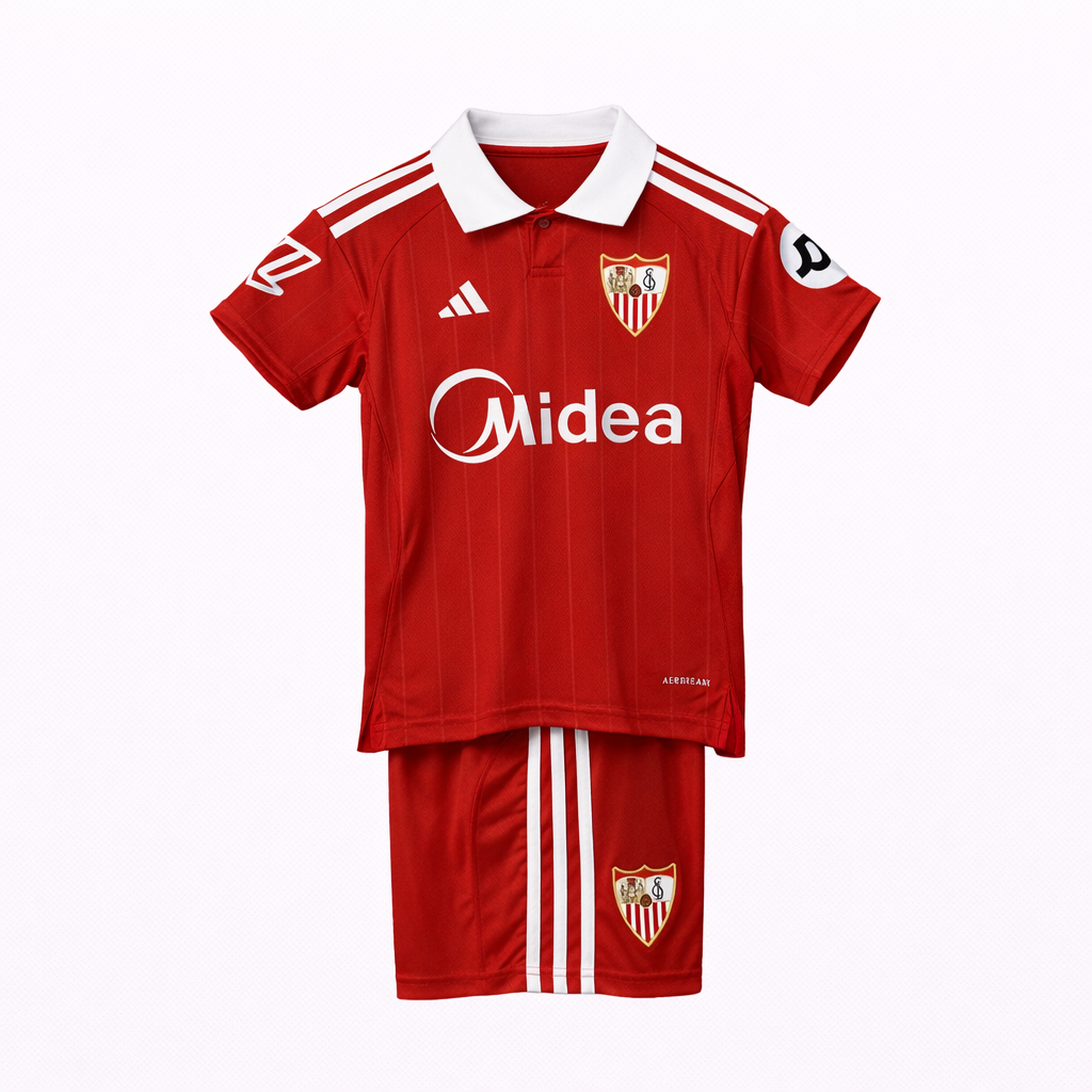 Equipación completa Sevilla FC 2º equipación 25-26 talla de niño