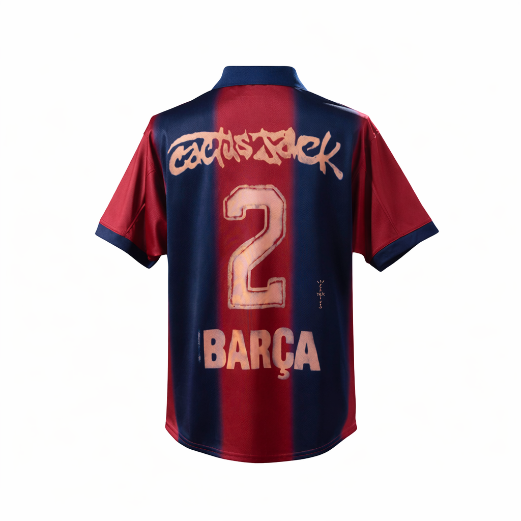 Camiseta FC Barcelona estilo retro colaboración Travis Scott 25-26