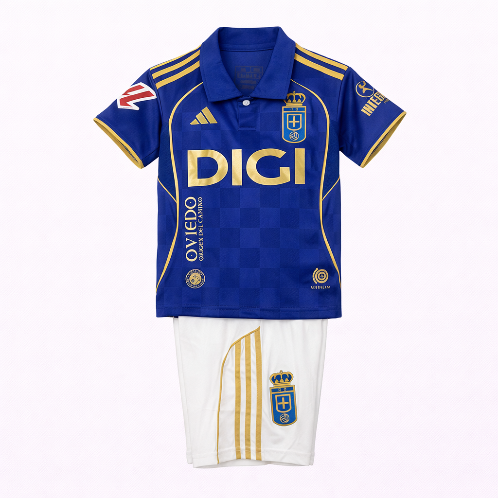 Equipación completa Real Oviedo 1º equipación 25-26 talla de niño