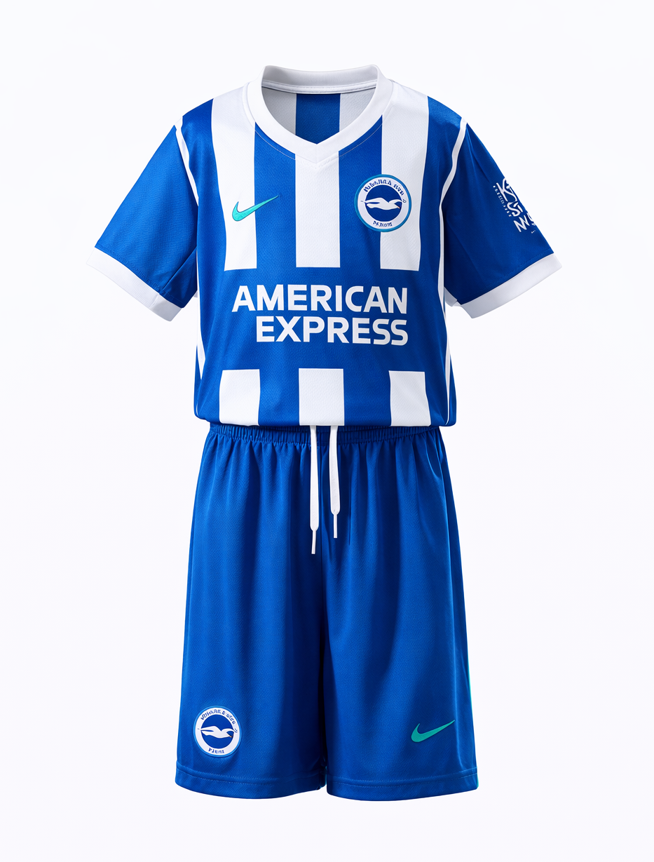 Komplettes Brighton FC Heimtrikot 25-26 Kindergröße