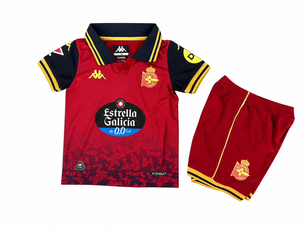 Equipación completa RC Deportivo de La Coruña 2º equipación 25-26 talla de niño