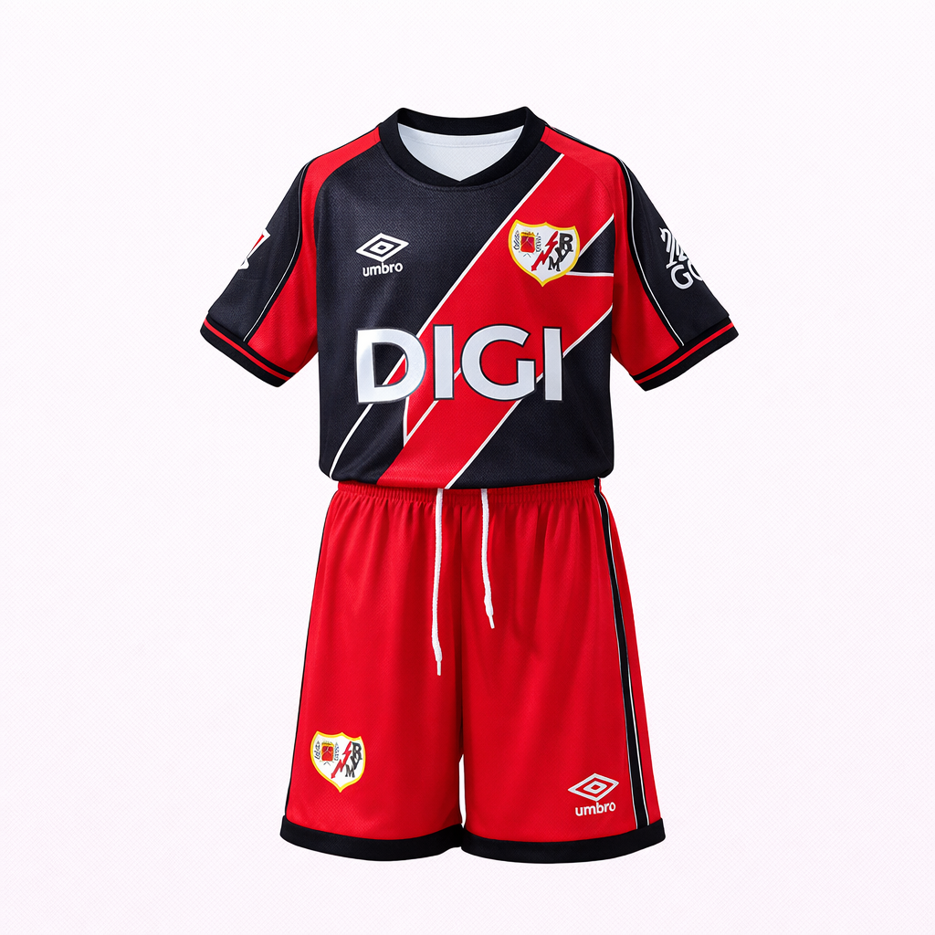 Equipación completa Rayo Vallecano 2º equipación 25-26 talla de niño