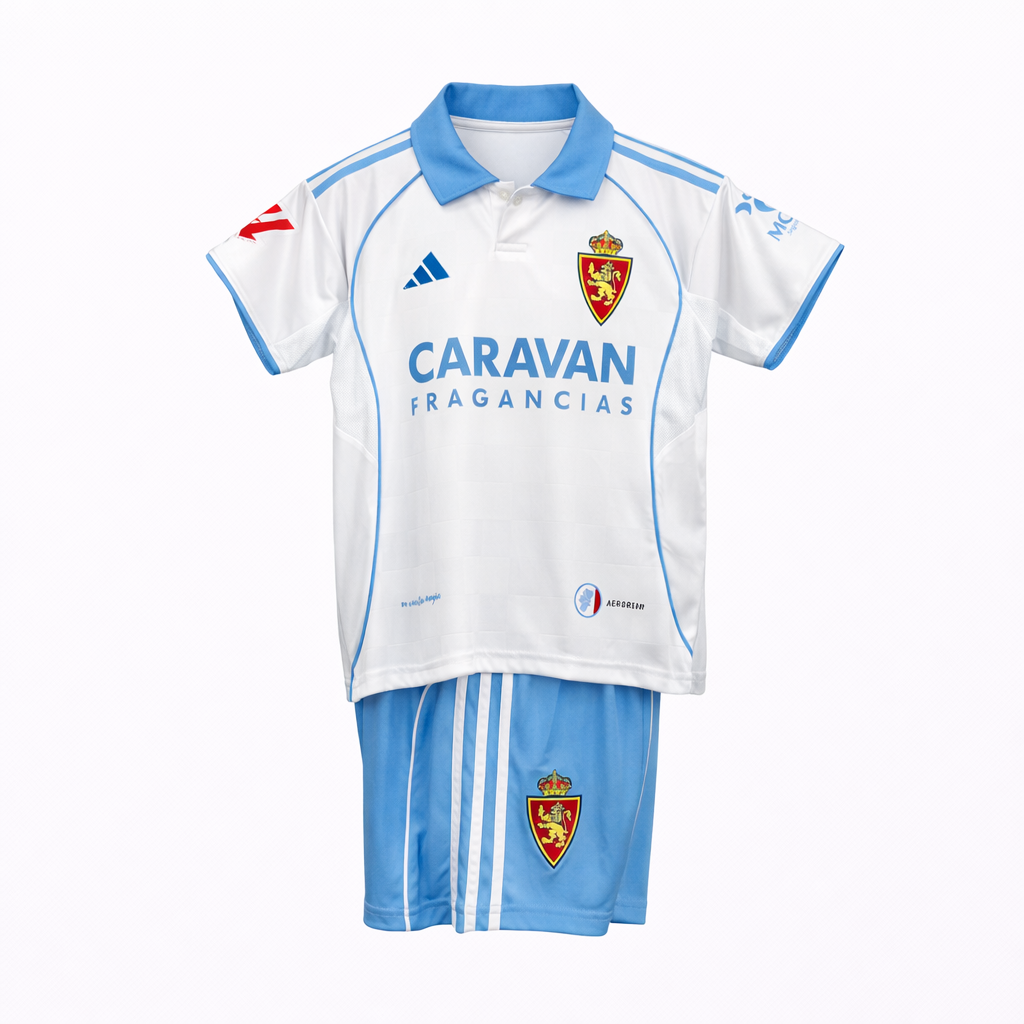 Equipación completa Real Zaragoza 1º equipación 25-26 talla de niño